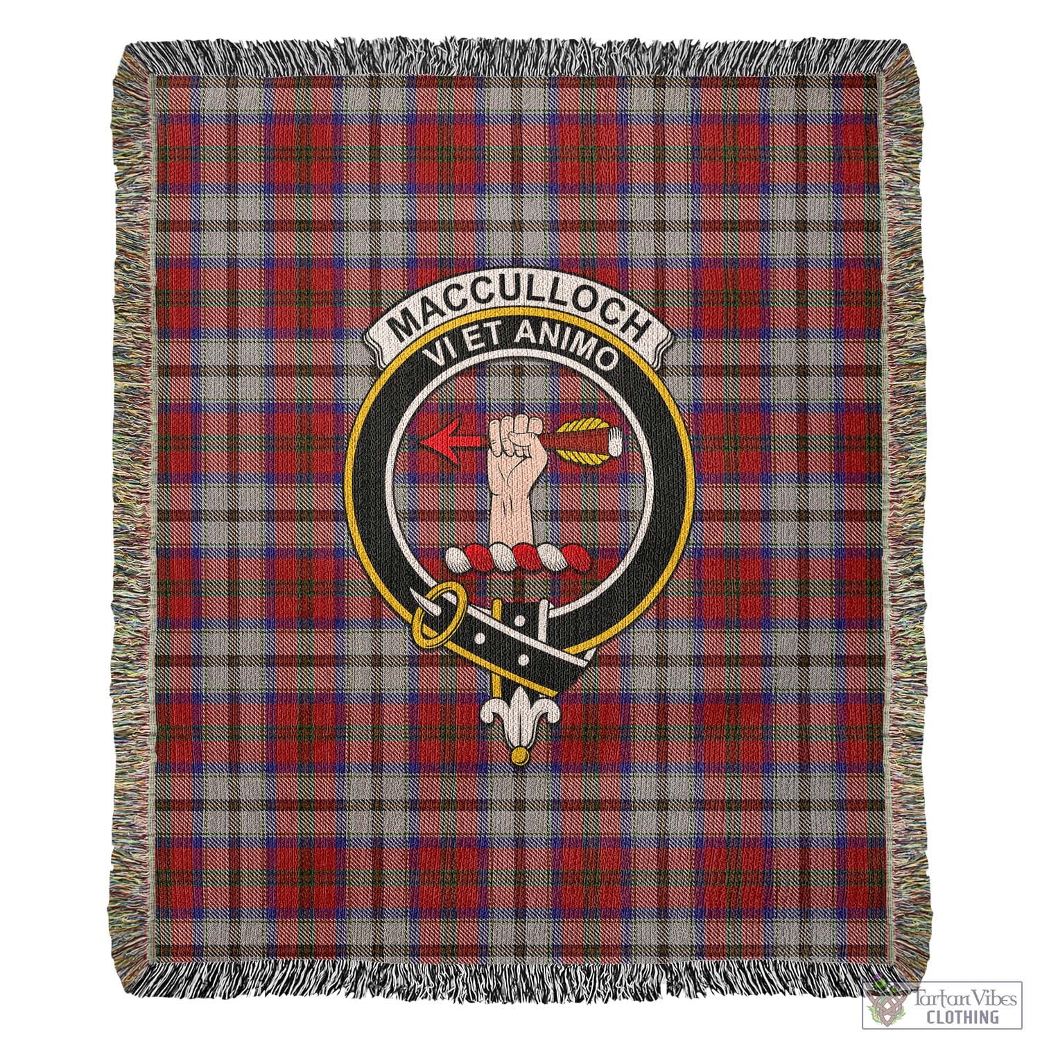 Tartan Vibes Clothing MacCulloch Dress Tartan Woven Blanket with Family Crest