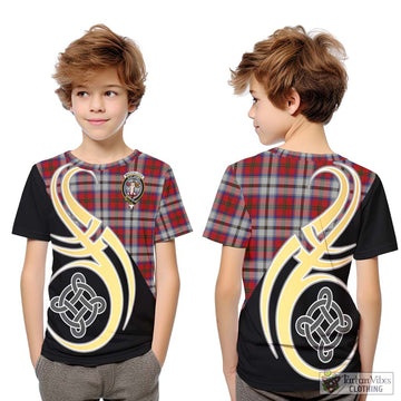 MacCulloch Dress Tartan Kid T-Shirt with Family Crest and Celtic Symbol Style