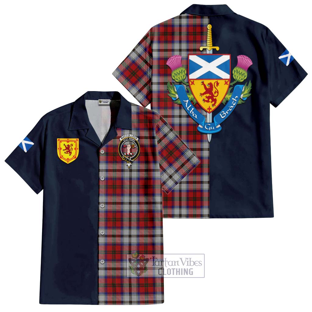 Tartan Vibes Clothing MacCulloch Dress Tartan Short Sleeve Button Shirt with Scottish Lion Royal Arm Half Style