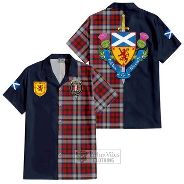 MacCulloch Dress Tartan Short Sleeve Button Shirt with Scottish Lion Royal Arm Half Style