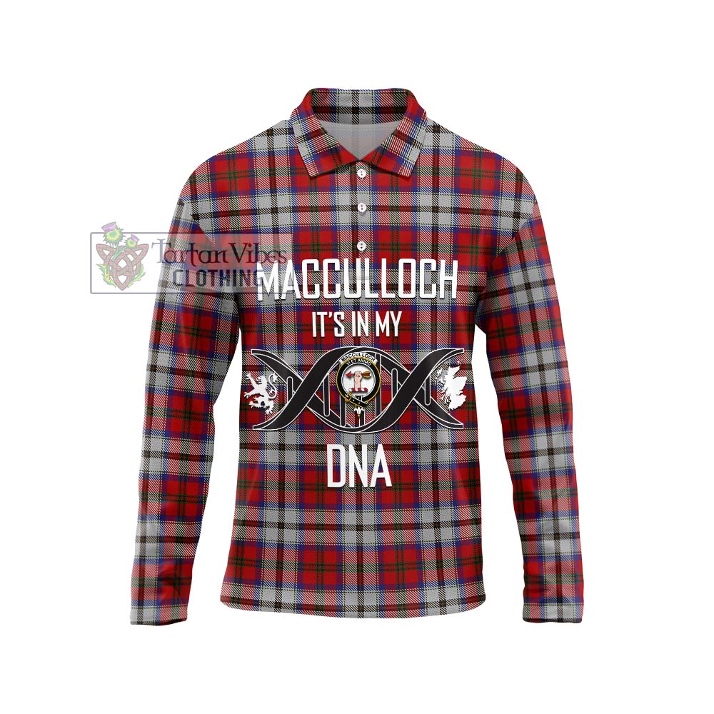 Tartan Vibes Clothing MacCulloch Dress Tartan Long Sleeve Polo Shirt with Family Crest DNA In Me Style