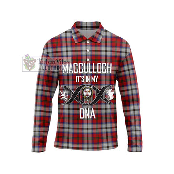 MacCulloch Dress Tartan Long Sleeve Polo Shirt with Family Crest DNA In Me Style