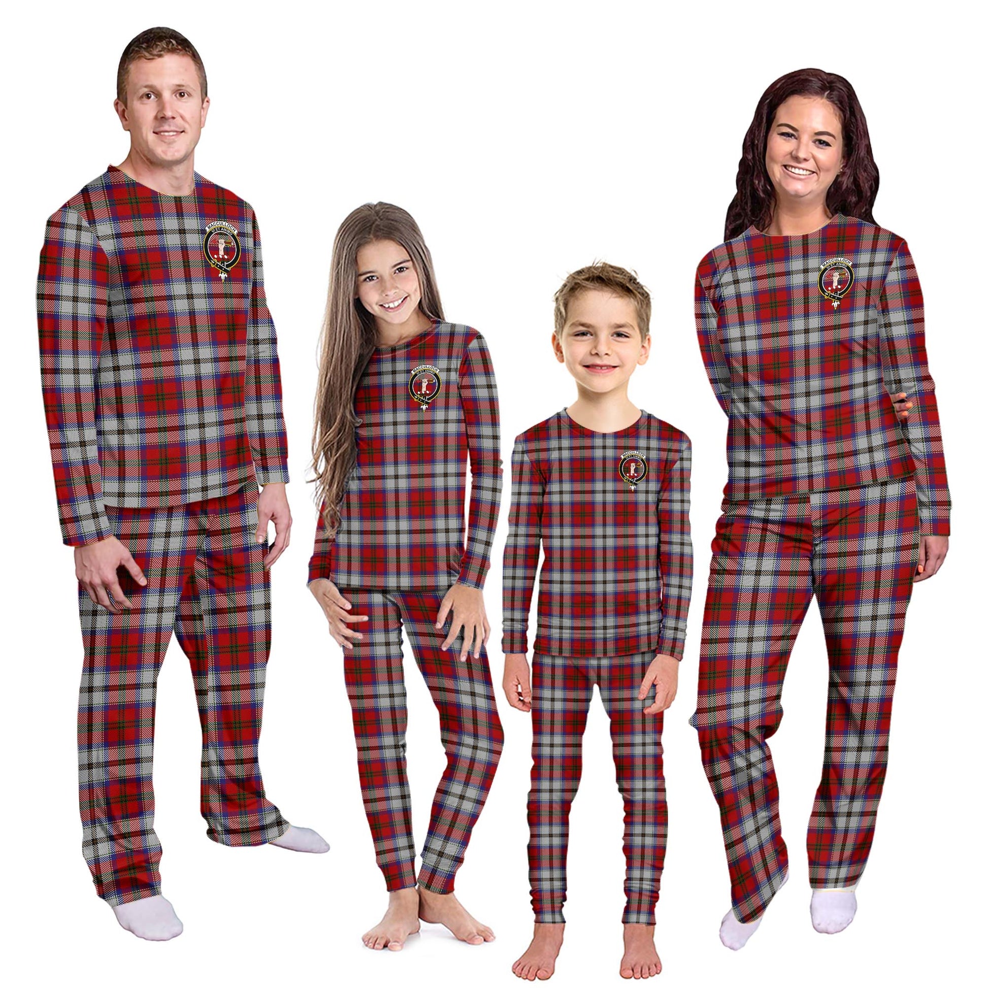 MacCulloch Dress Tartan Pajamas Family Set with Family Crest - Tartanvibesclothing