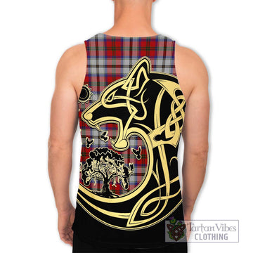 MacCulloch Dress Tartan Men's Tank Top with Family Crest Celtic Wolf Style