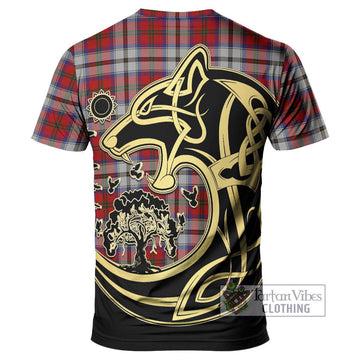 MacCulloch Dress Tartan T-Shirt with Family Crest Celtic Wolf Style