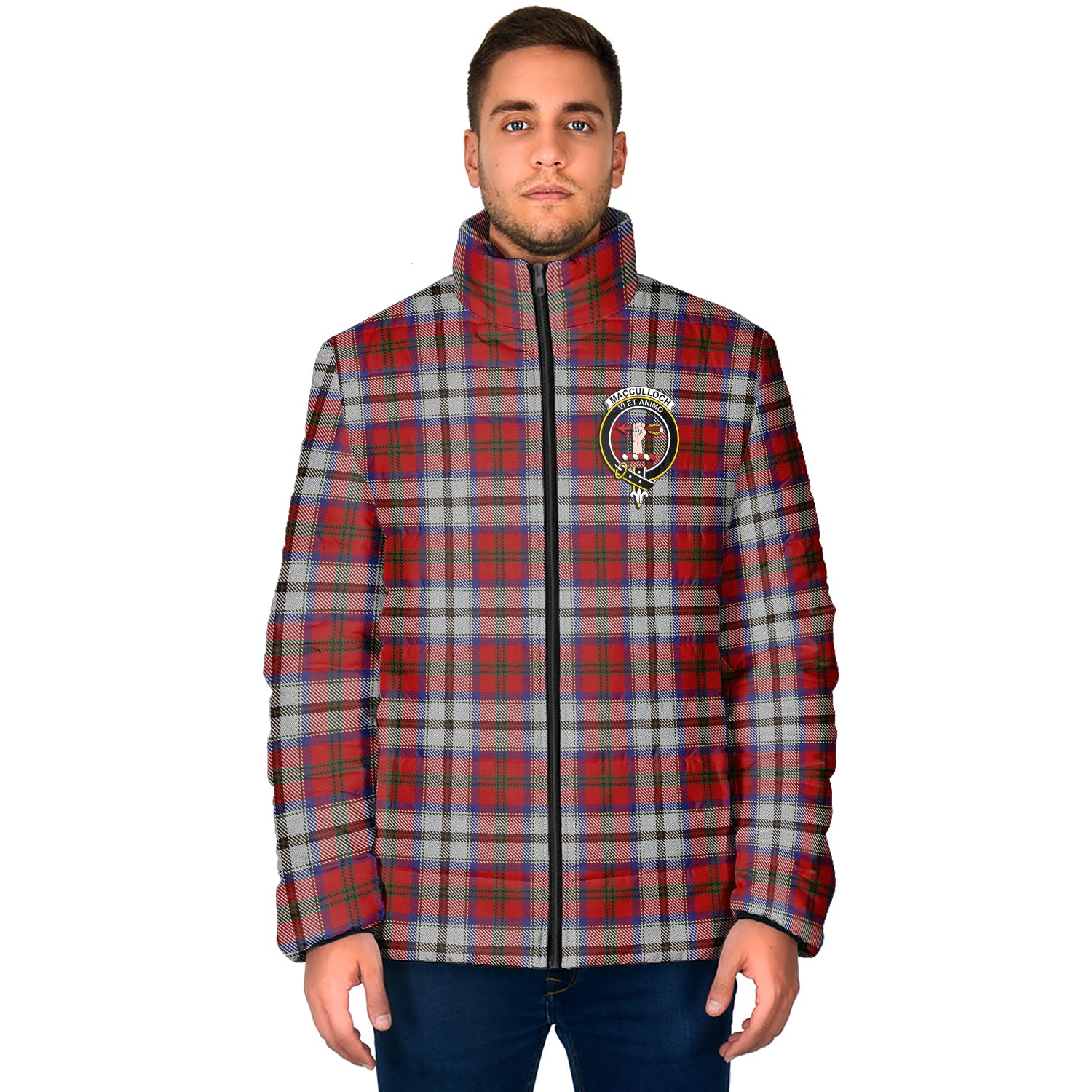 MacCulloch Dress Tartan Padded Jacket with Family Crest - Tartan Vibes Clothing