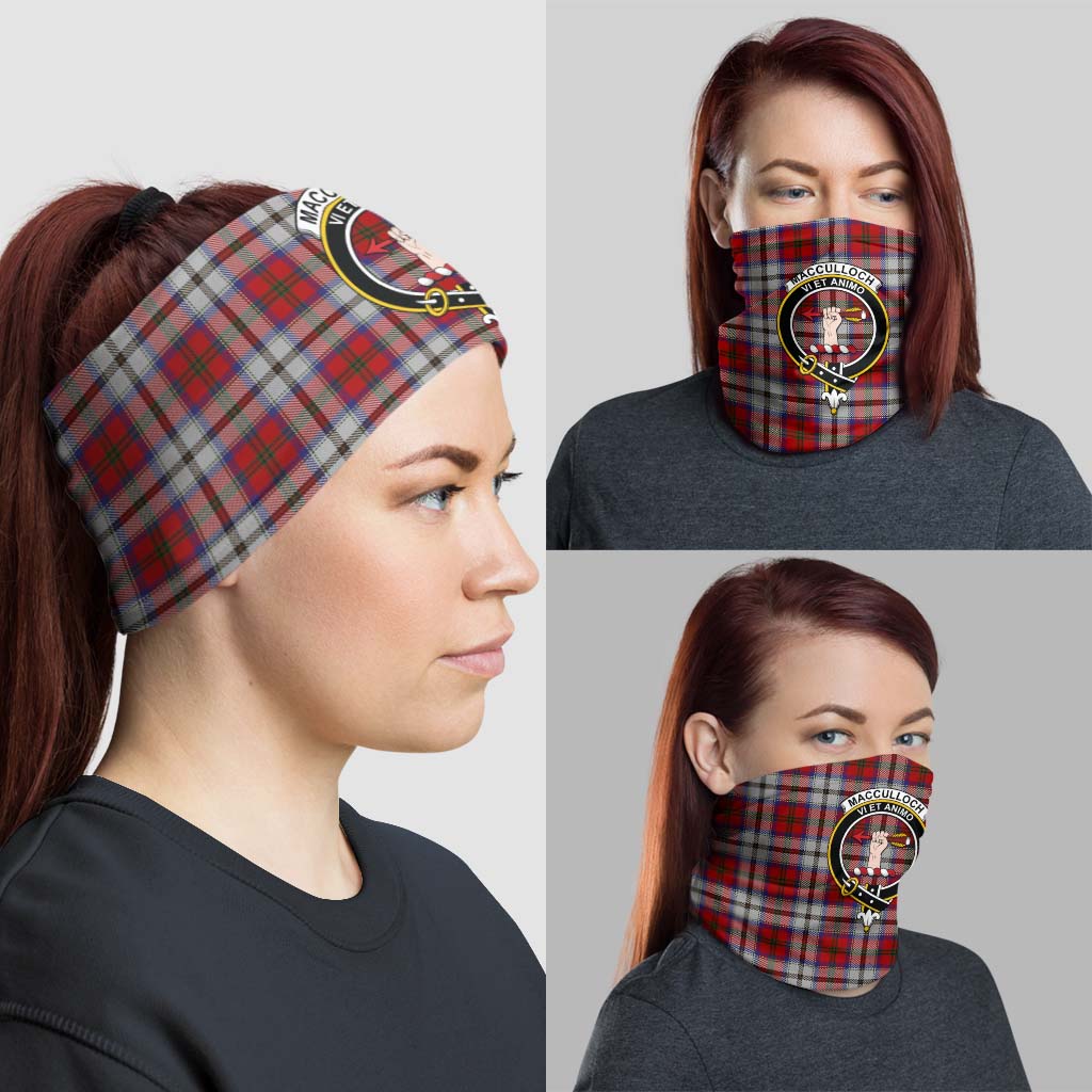 MacCulloch Dress Tartan Neck Gaiters, Tartan Bandanas, Tartan Head Band with Family Crest