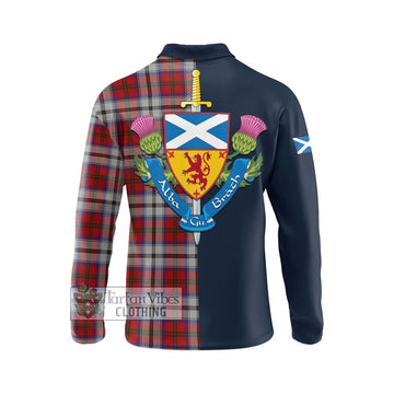 MacCulloch Dress Tartan Long Sleeve Polo Shirt with Scottish Lion Royal Arm Half Style