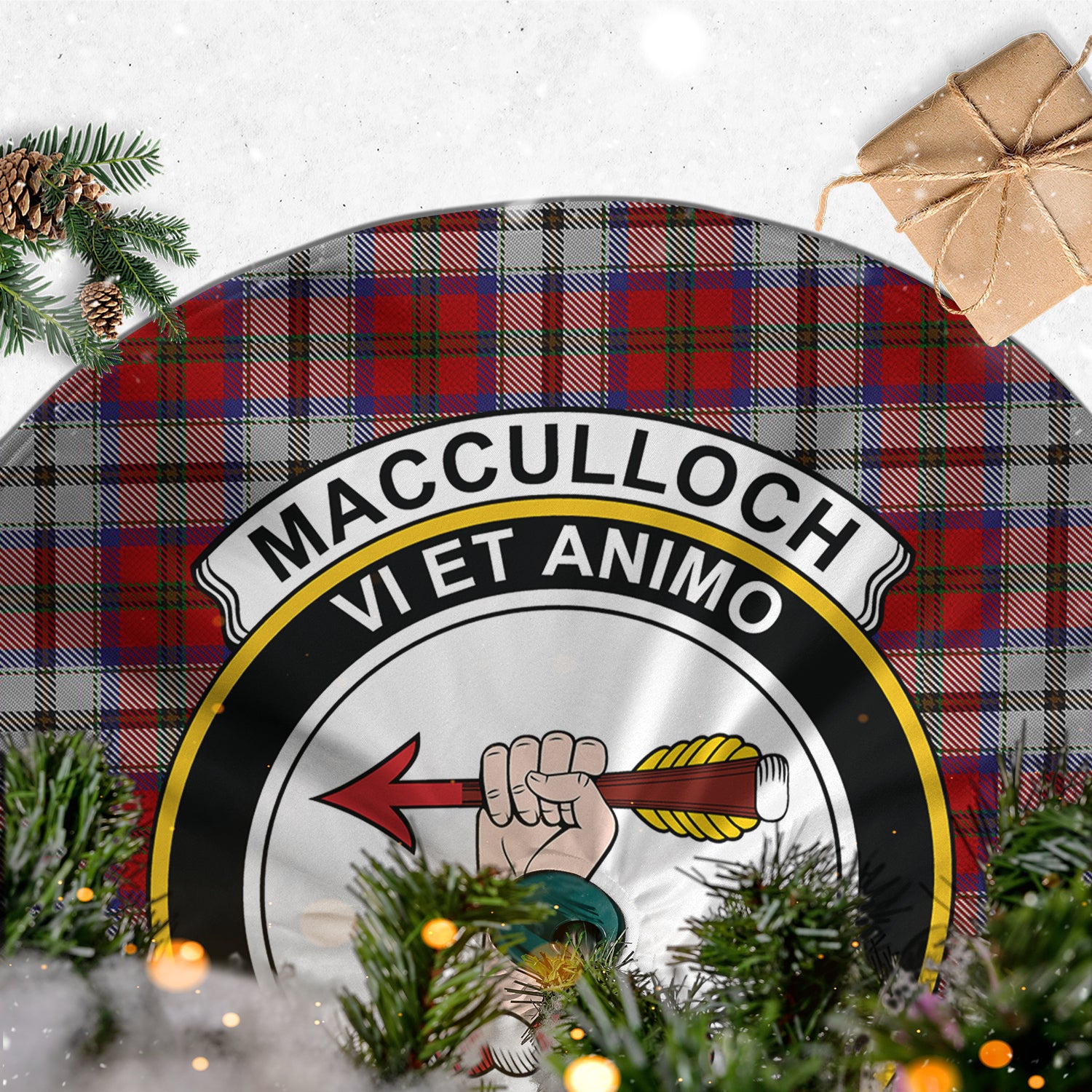 MacCulloch Dress Tartan Christmas Tree Skirt with Family Crest - Tartanvibesclothing