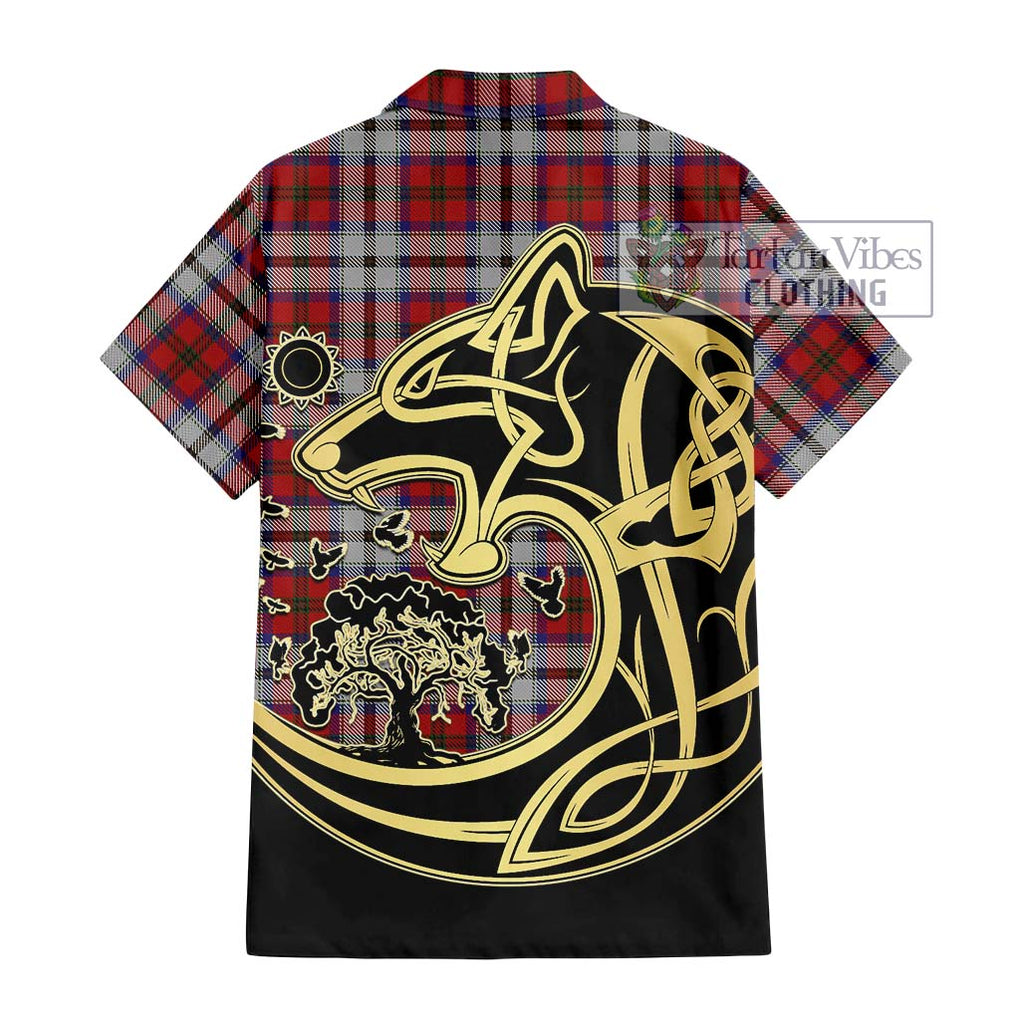 MacCulloch Dress Tartan Short Sleeve Button Shirt with Family Crest Celtic Wolf Style - Tartan Vibes Clothing