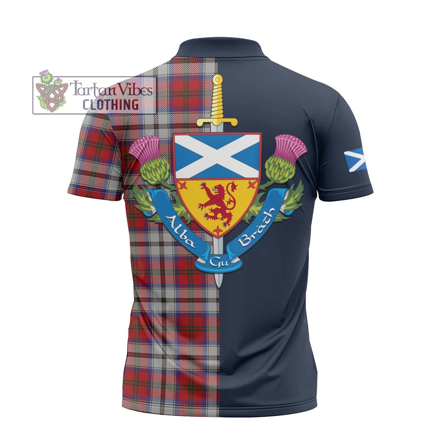 Tartan Vibes Clothing MacCulloch Dress Tartan Zipper Polo Shirt with Scottish Lion Royal Arm Half Style