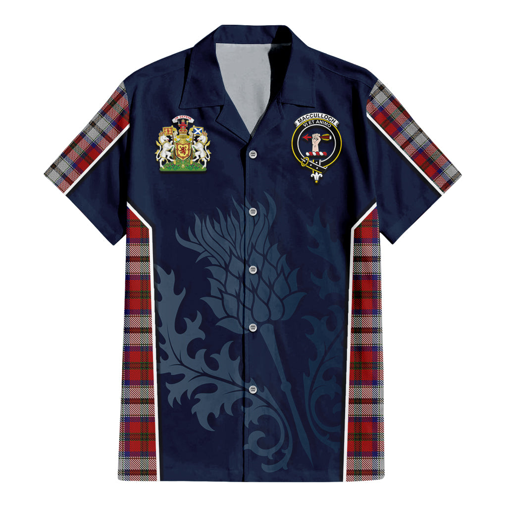 Tartan Vibes Clothing MacCulloch Dress Tartan Short Sleeve Button Up Shirt with Family Crest and Scottish Thistle Vibes Sport Style