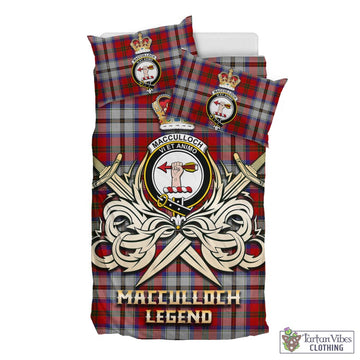 MacCulloch Dress Tartan Bedding Set with Clan Crest and the Golden Sword of Courageous Legacy