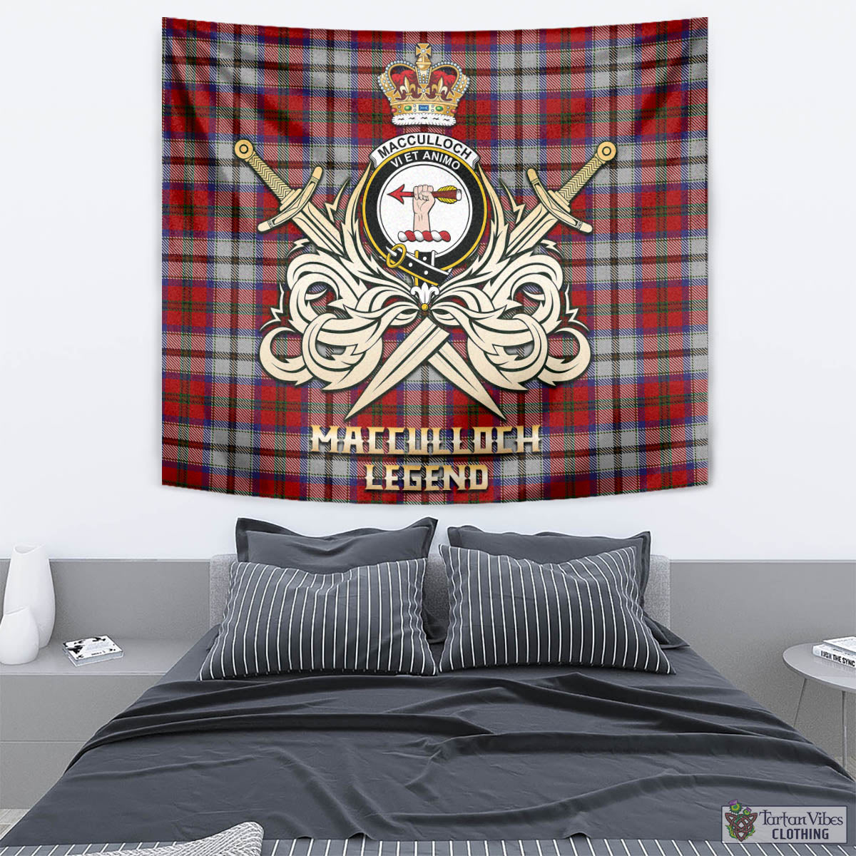 Tartan Vibes Clothing MacCulloch Dress Tartan Tapestry with Clan Crest and the Golden Sword of Courageous Legacy