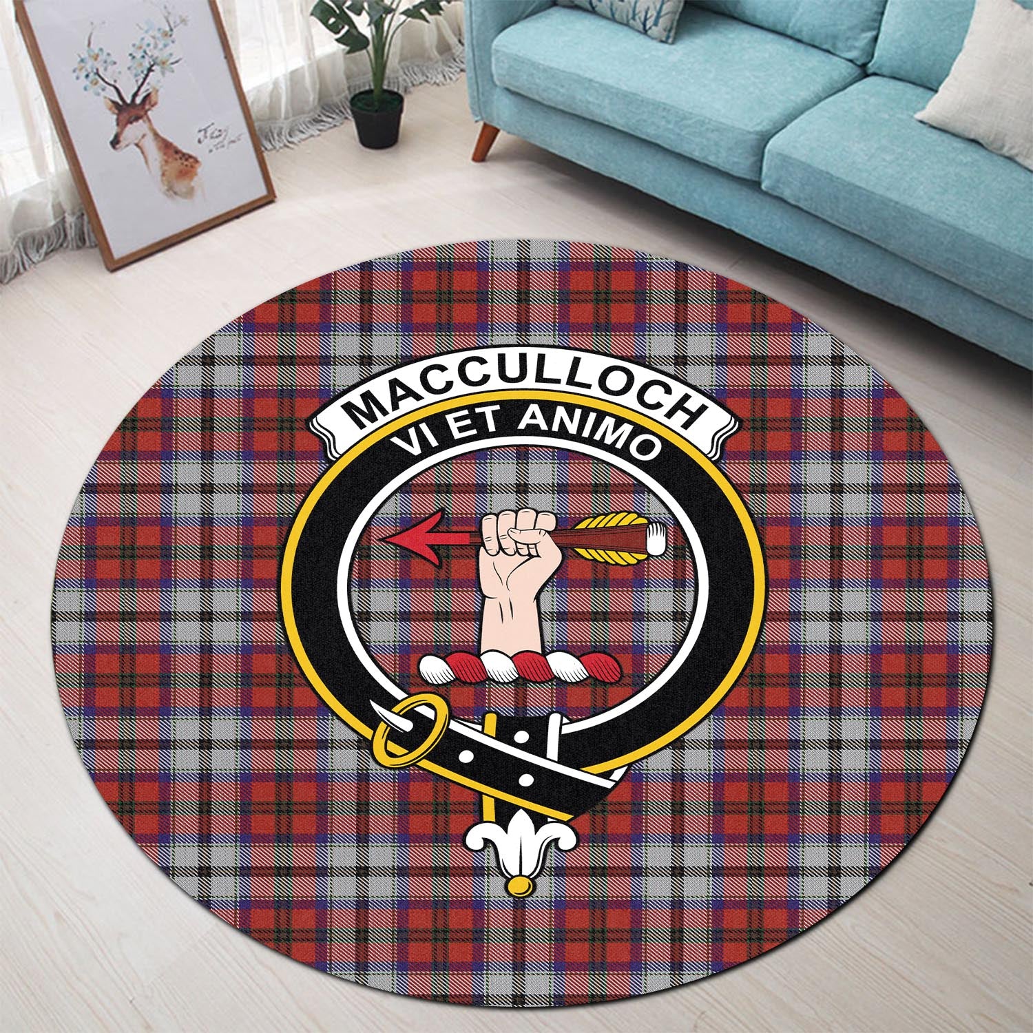 macculloch-dress-tartan-round-rug-with-family-crest