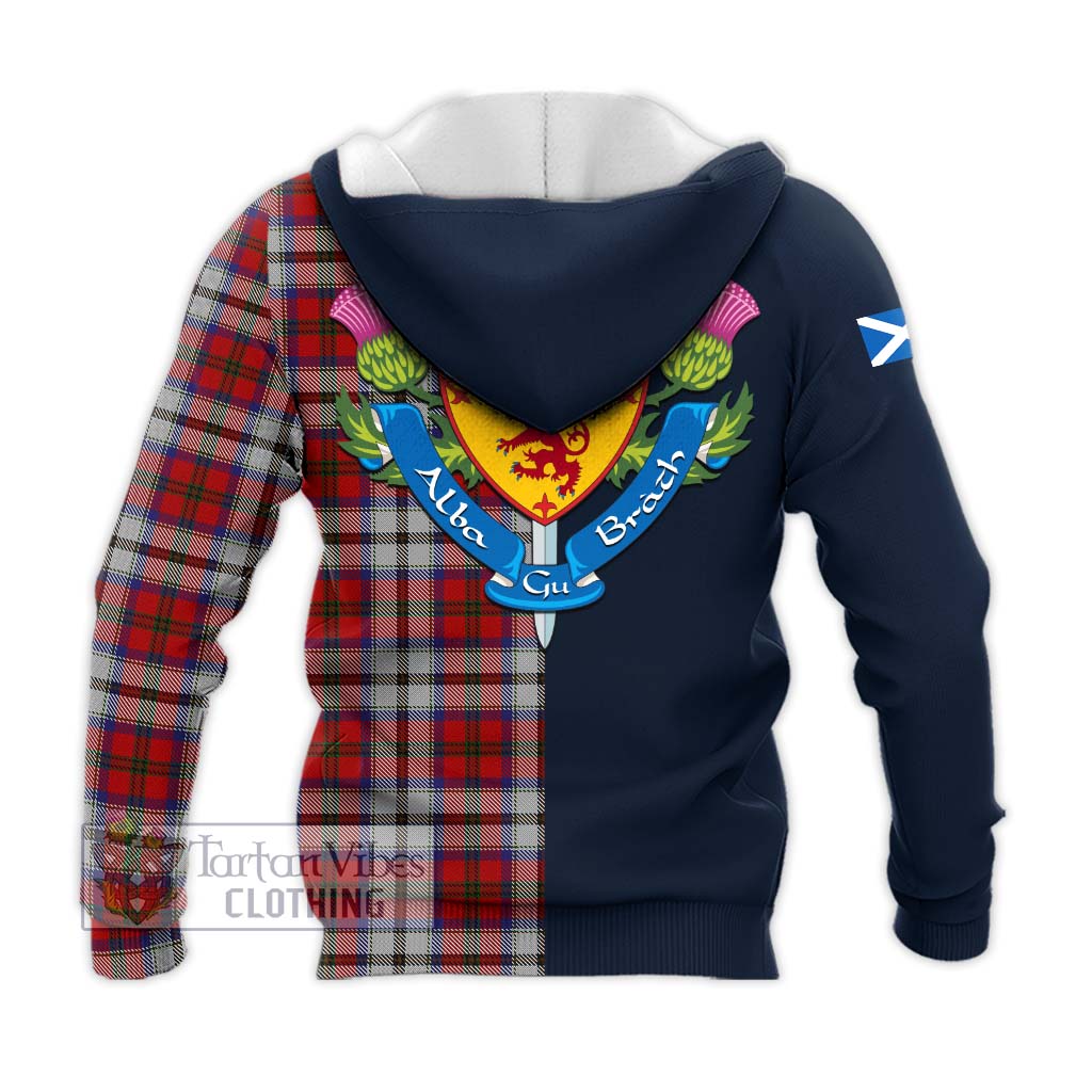 Tartan Vibes Clothing MacCulloch Dress Tartan Knitted Hoodie with Scottish Lion Royal Arm Half Style