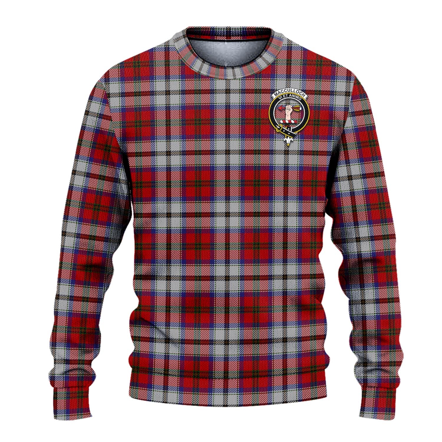 MacCulloch Dress Tartan Knitted Sweater with Family Crest - Tartanvibesclothing