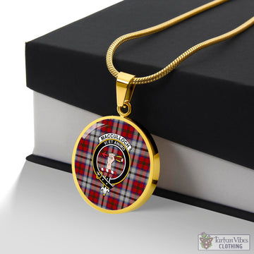 MacCulloch Dress Tartan Circle Necklace with Family Crest