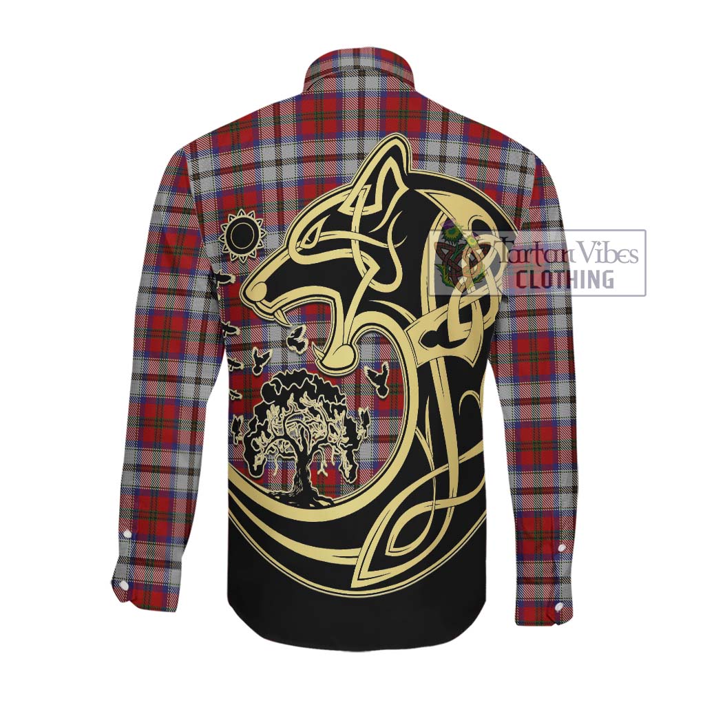 Tartan Vibes Clothing MacCulloch Dress Tartan Long Sleeve Button Shirt with Family Crest Celtic Wolf Style