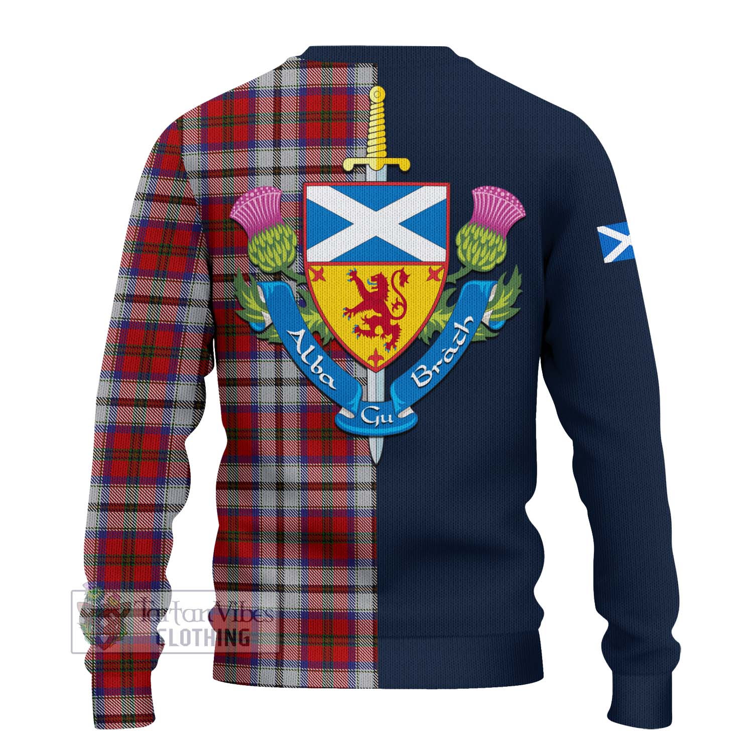 Tartan Vibes Clothing MacCulloch Dress Tartan Knitted Sweater with Scottish Lion Royal Arm Half Style