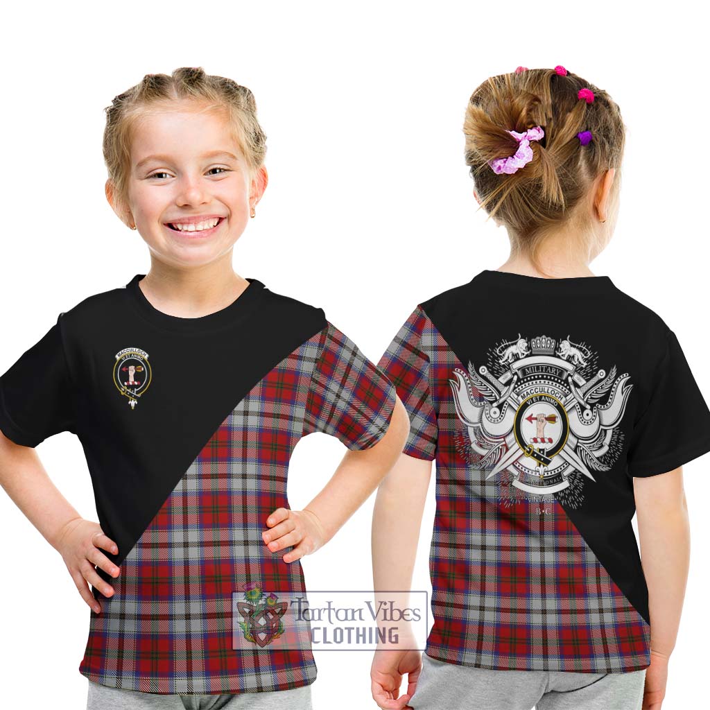 Tartan Vibes Clothing MacCulloch Dress Tartan Kid T-Shirt with Family Crest and Military Logo Style