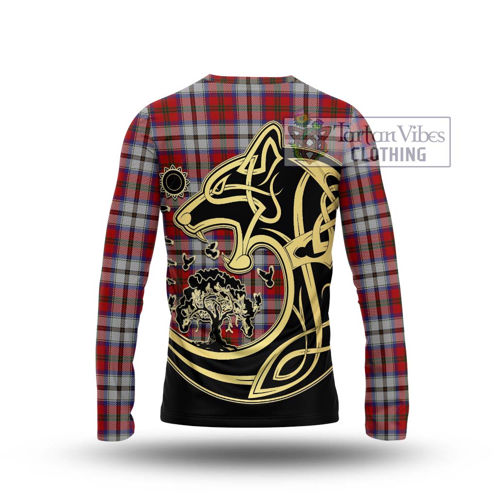 Tartan Vibes Clothing MacCulloch Dress Tartan Long Sleeve T-Shirt with Family Crest Celtic Wolf Style