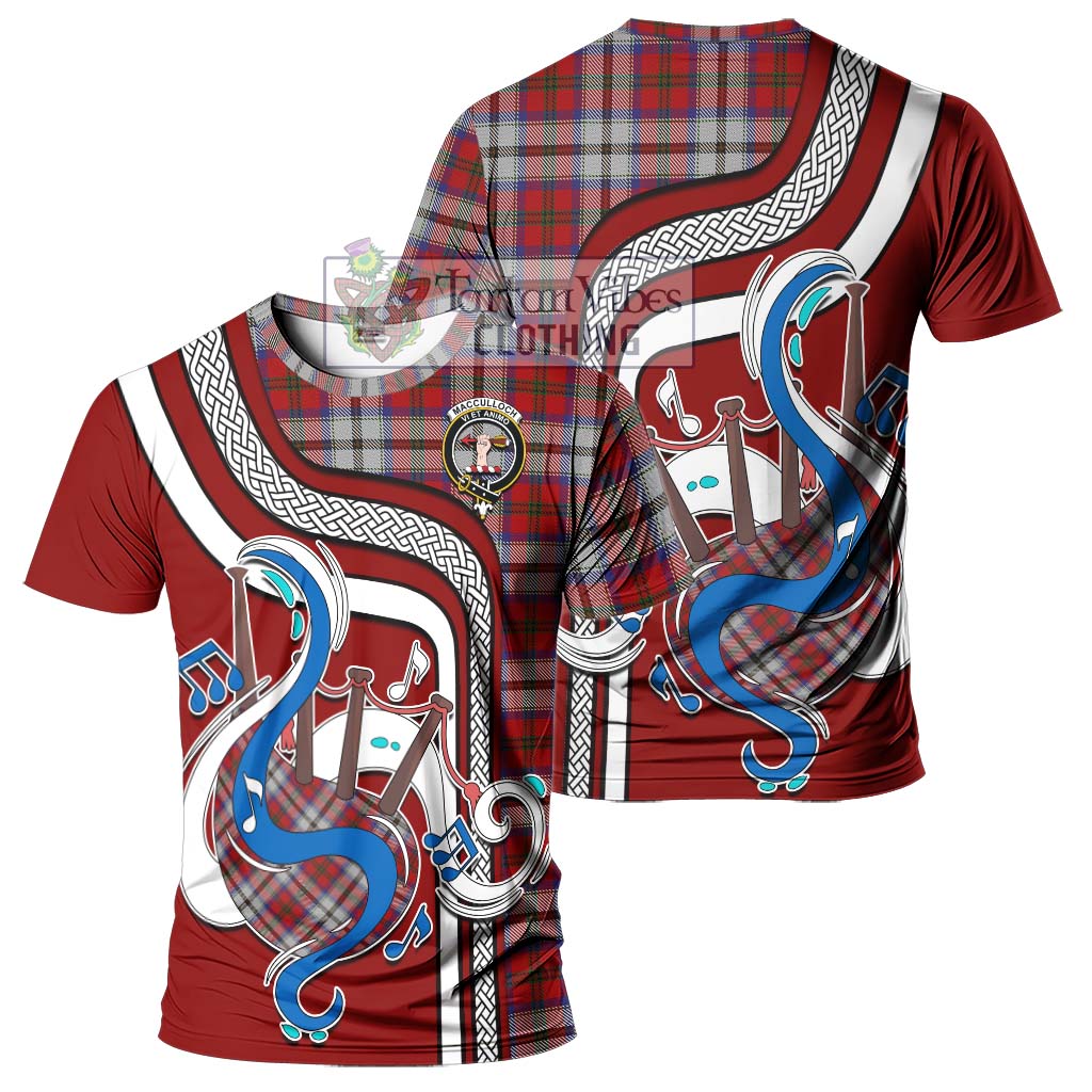 Tartan Vibes Clothing MacCulloch Dress Tartan T-Shirt with Epic Bagpipe Style