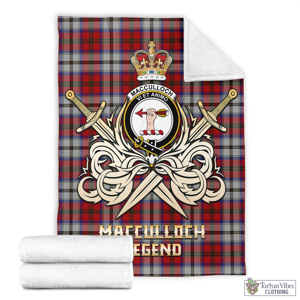 Tartan Vibes Clothing MacCulloch Dress Tartan Blanket with Clan Crest and the Golden Sword of Courageous Legacy