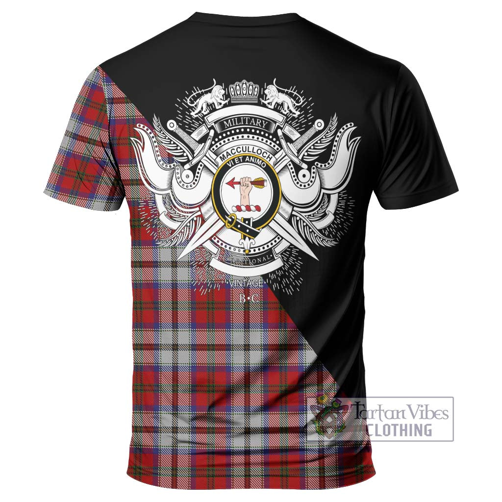 Tartan Vibes Clothing MacCulloch Dress Tartan T-Shirt with Family Crest and Military Logo Style