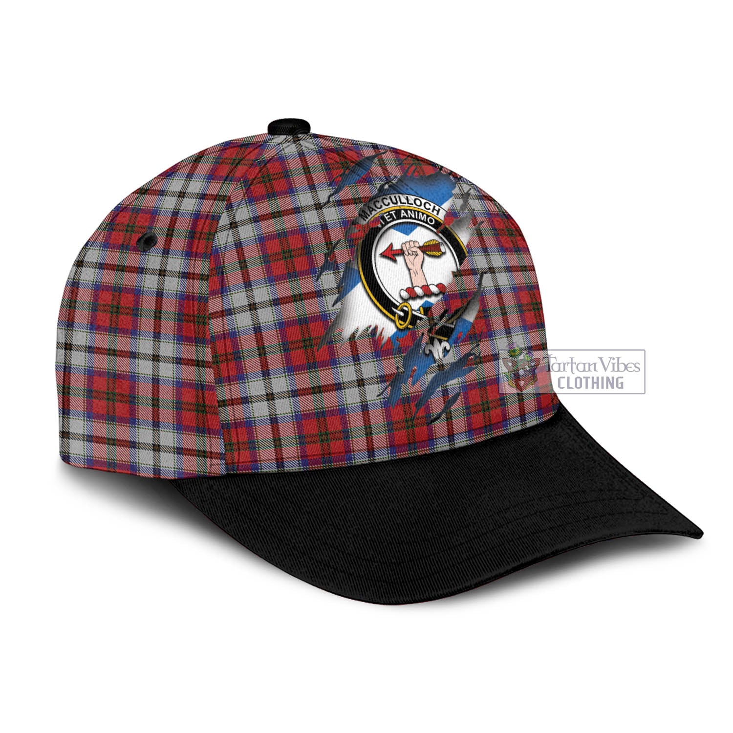 Tartan Vibes Clothing MacCulloch Dress Tartan Classic Cap with Family Crest In Me Style