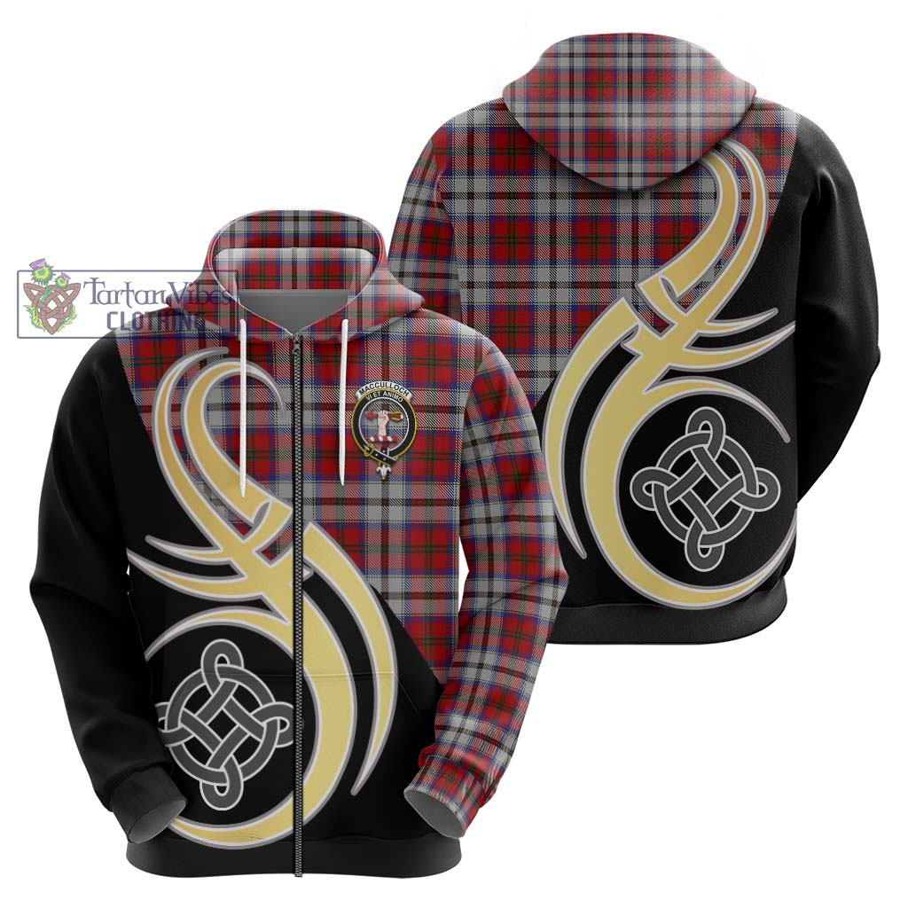 Tartan Vibes Clothing MacCulloch Dress Tartan Hoodie with Family Crest and Celtic Symbol Style