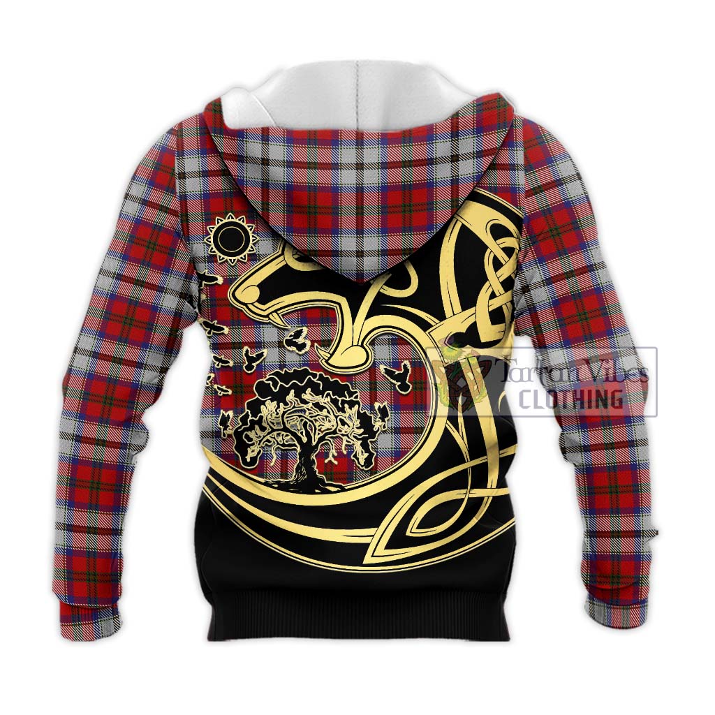 Tartan Vibes Clothing MacCulloch Dress Tartan Knitted Hoodie with Family Crest Celtic Wolf Style