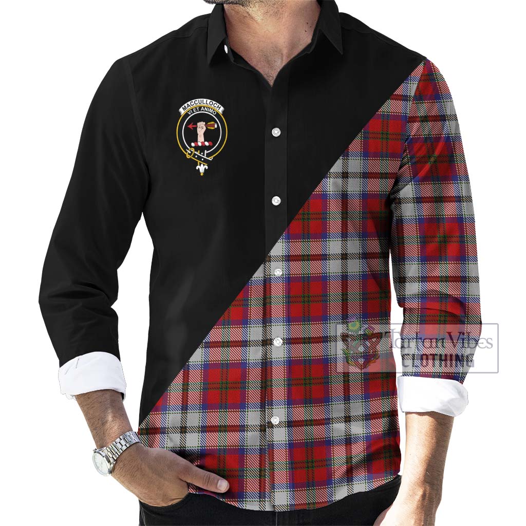 Tartan Vibes Clothing MacCulloch Dress Tartan Long Sleeve Button Shirt with Family Crest and Military Logo Style