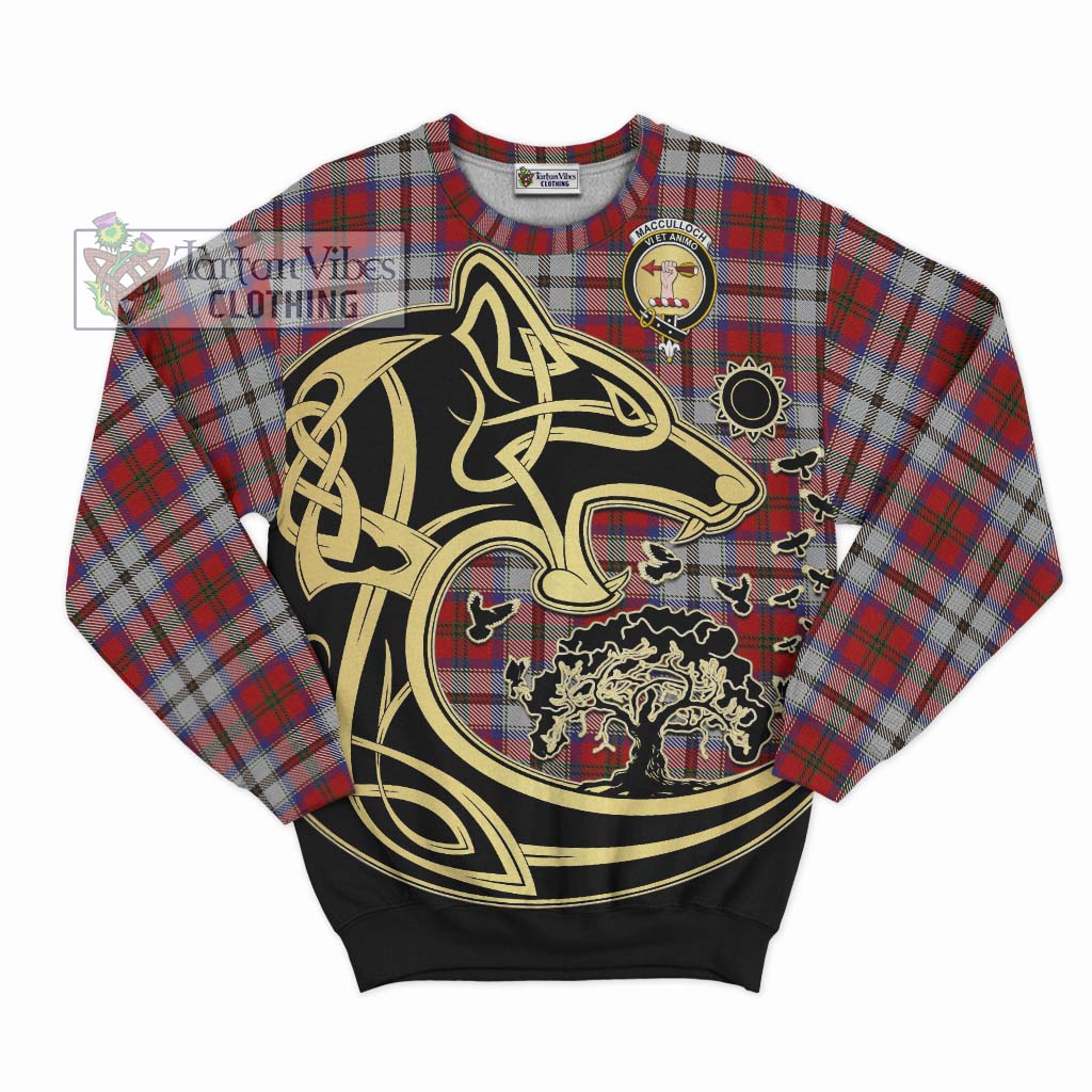 Tartan Vibes Clothing MacCulloch Dress Tartan Sweatshirt with Family Crest Celtic Wolf Style