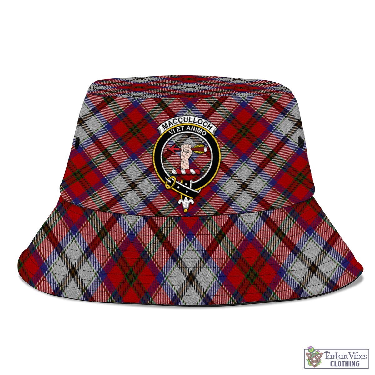 Tartan Vibes Clothing MacCulloch Dress Tartan Bucket Hat with Family Crest