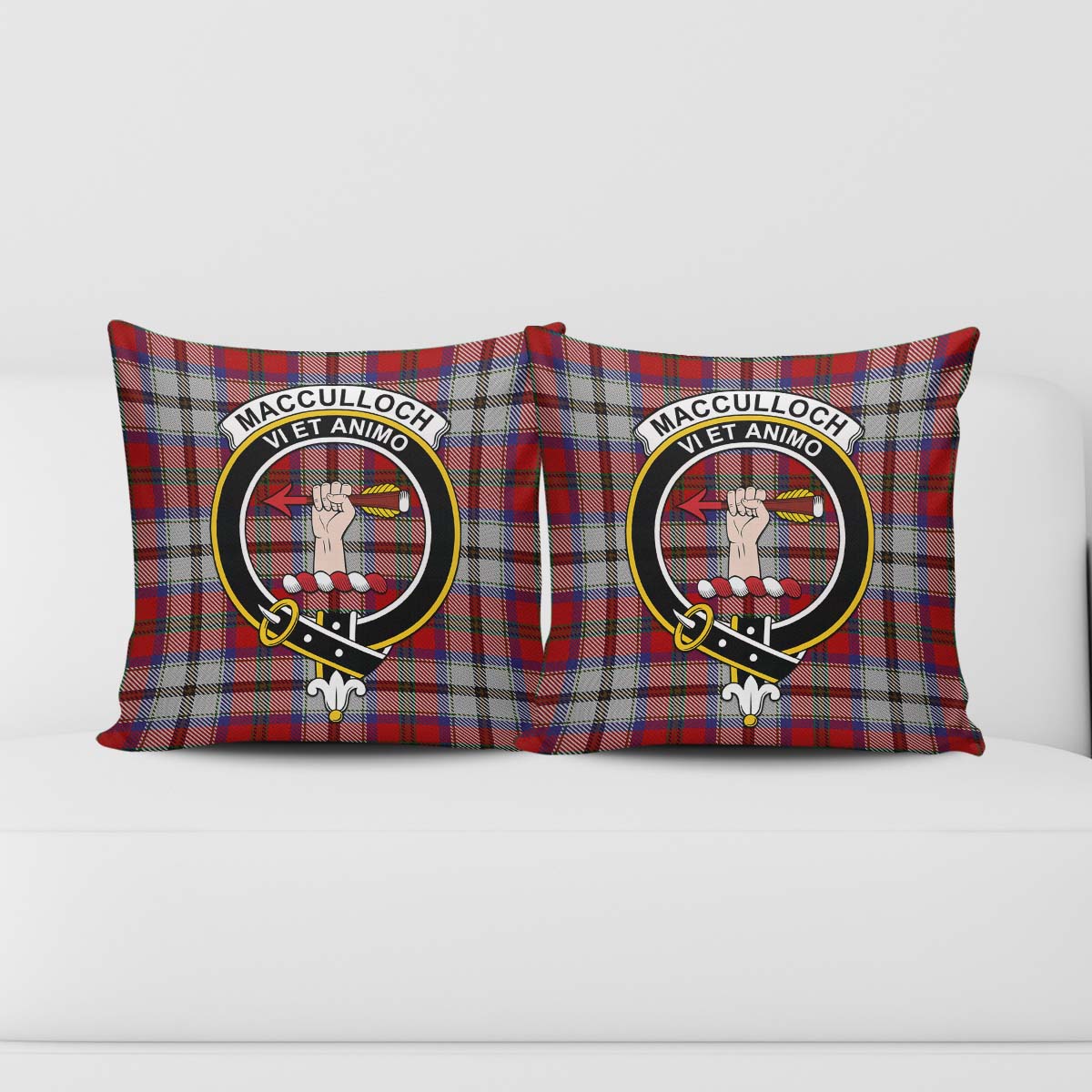 MacCulloch Dress Tartan Pillow Cover with Family Crest - Tartanvibesclothing