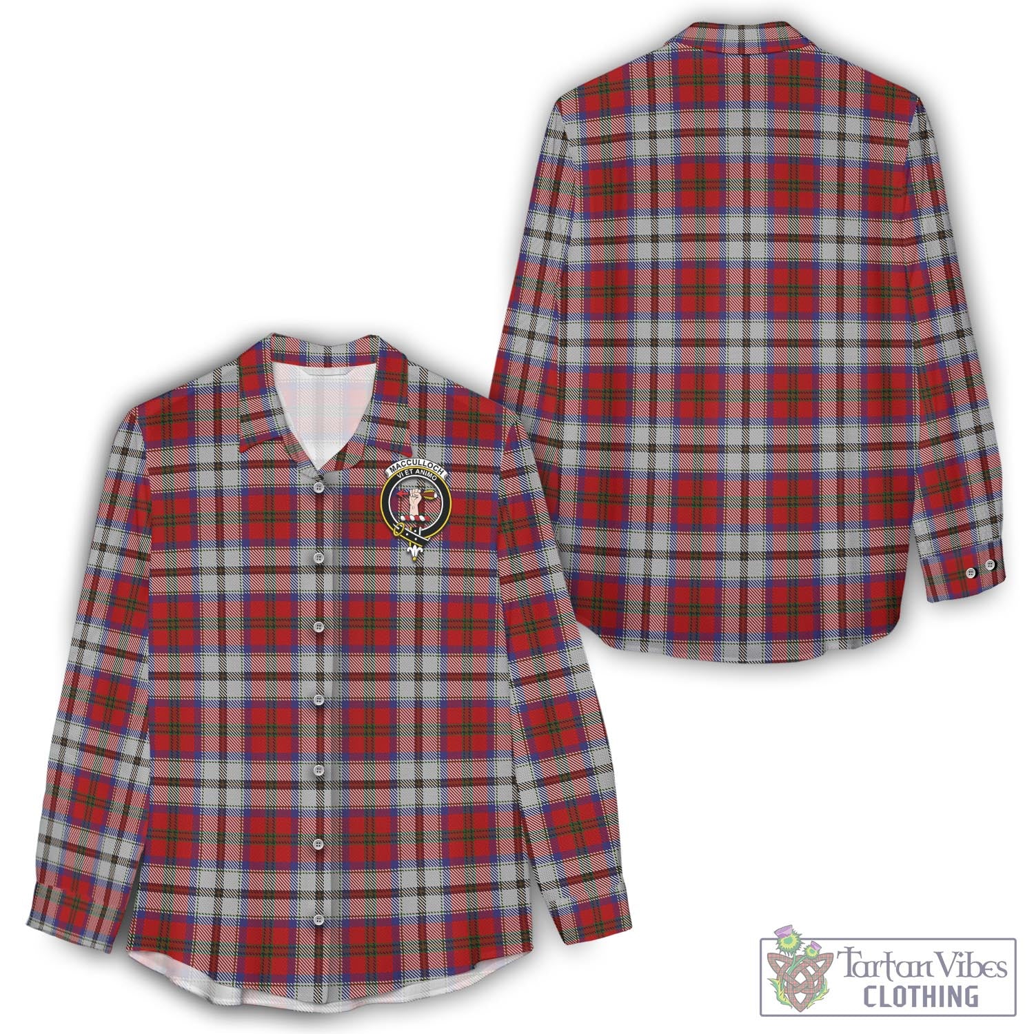 Tartan Vibes Clothing MacCulloch Dress Tartan Womens Casual Shirt with Family Crest