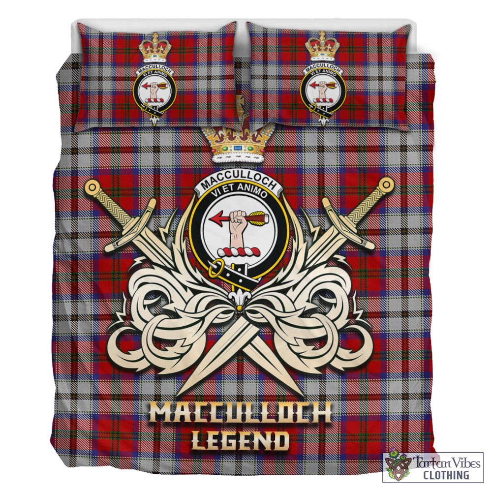 Tartan Vibes Clothing MacCulloch Dress Tartan Bedding Set with Clan Crest and the Golden Sword of Courageous Legacy