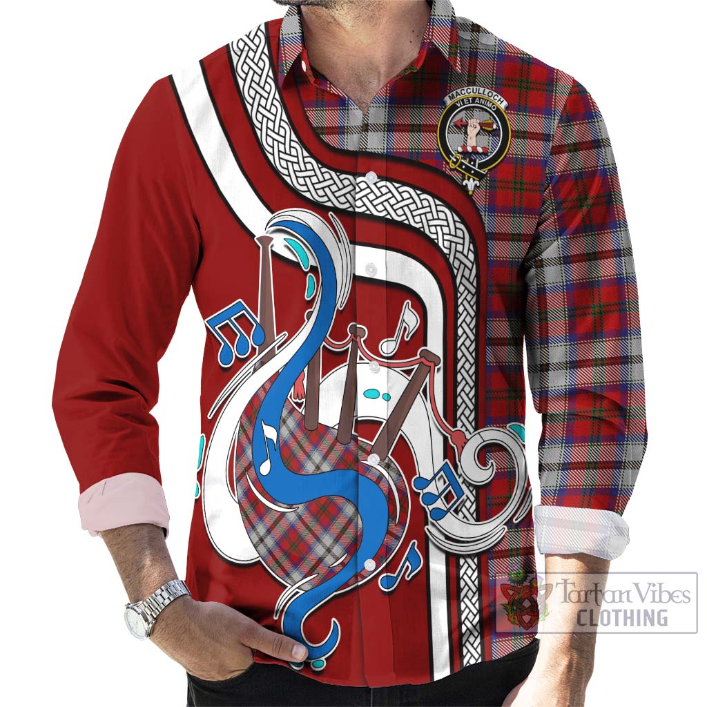 Tartan Vibes Clothing MacCulloch Dress Tartan Long Sleeve Button Shirt with Epic Bagpipe Style