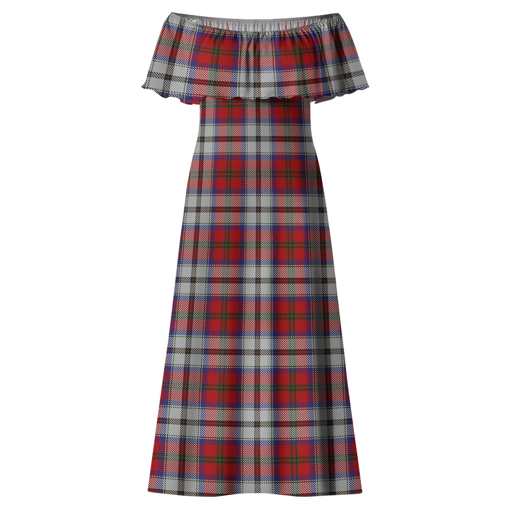 MacCulloch Dress Tartan Off Shoulder Long Dress - Tartanvibesclothing