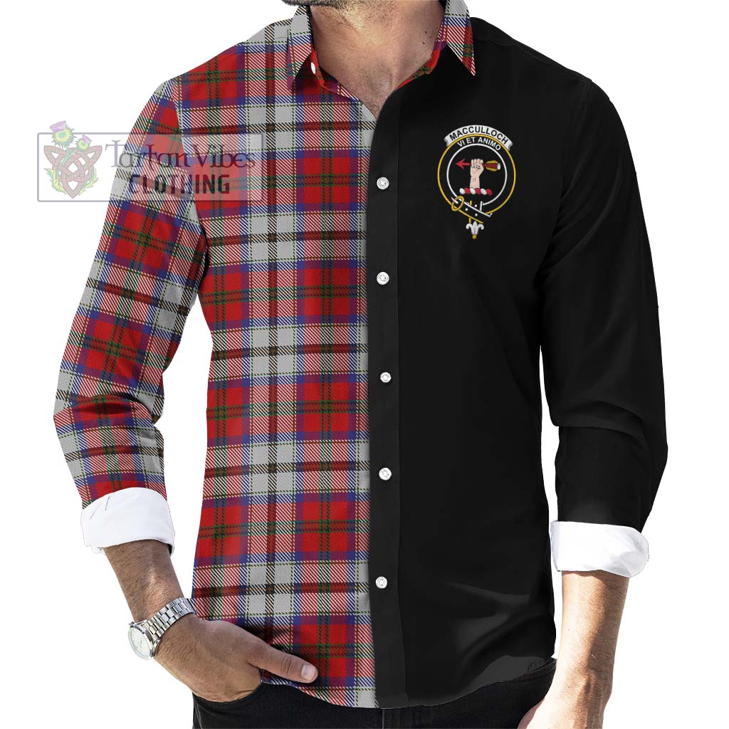 Tartan Vibes Clothing MacCulloch Dress Tartan Long Sleeve Button Shirt with Family Crest and Half Of Me Style