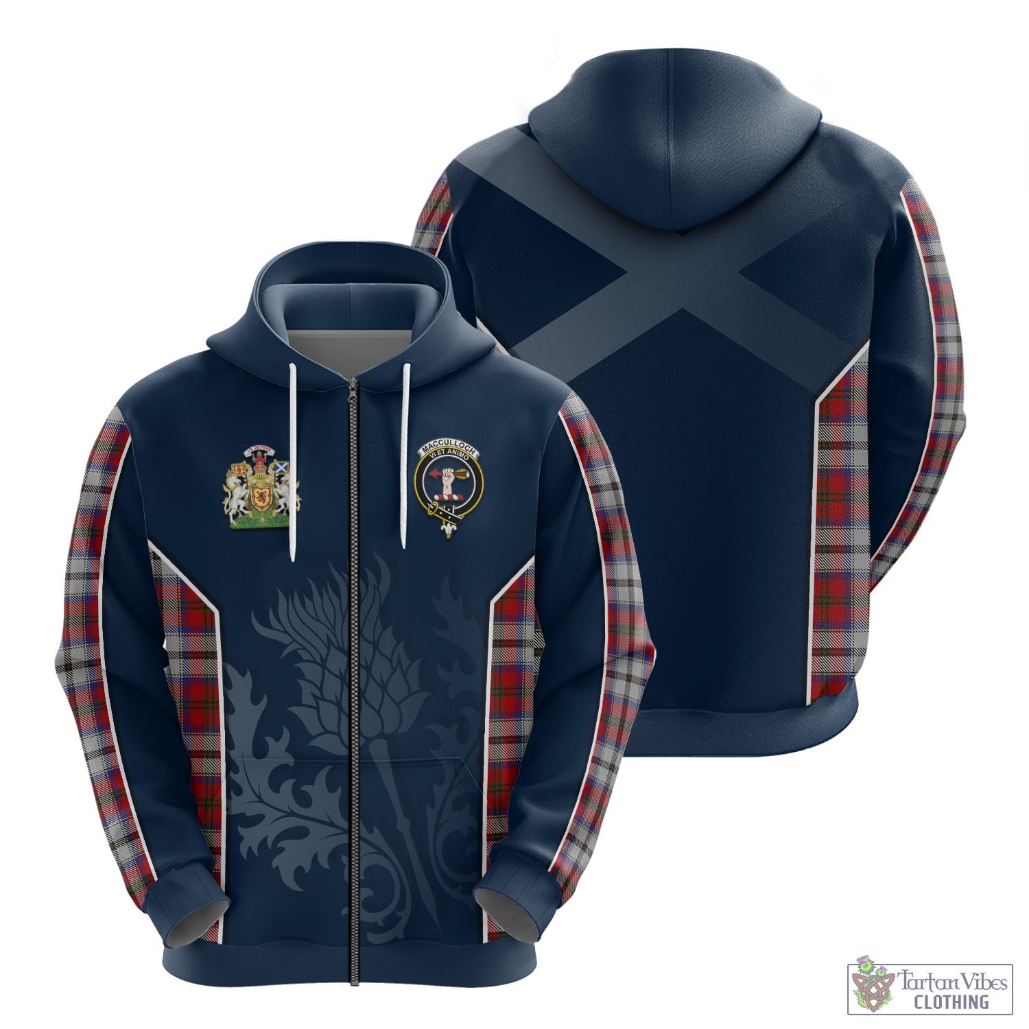 Tartan Vibes Clothing MacCulloch Dress Tartan Hoodie with Family Crest and Scottish Thistle Vibes Sport Style