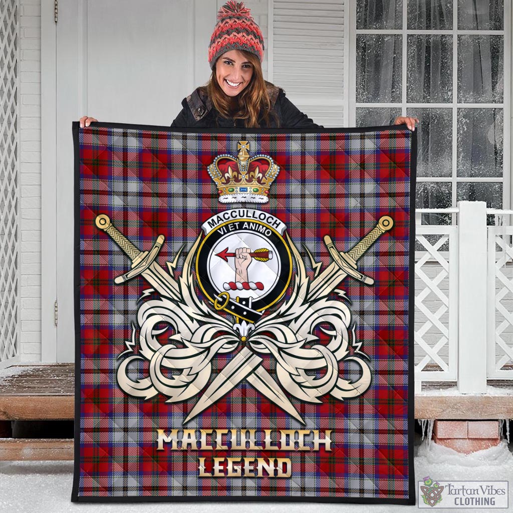 Tartan Vibes Clothing MacCulloch Dress Tartan Quilt with Clan Crest and the Golden Sword of Courageous Legacy