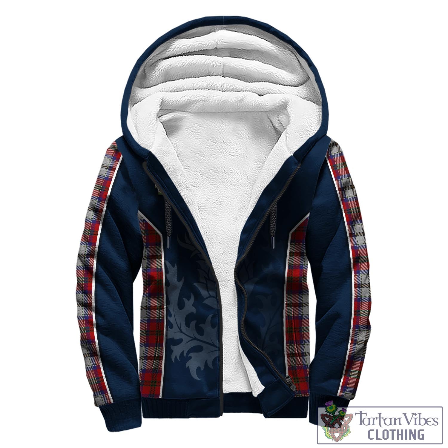 Tartan Vibes Clothing MacCulloch Dress Tartan Sherpa Hoodie with Family Crest and Scottish Thistle Vibes Sport Style
