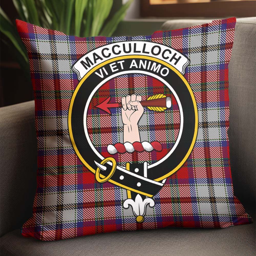 MacCulloch Dress Tartan Pillow Cover with Family Crest - Tartanvibesclothing