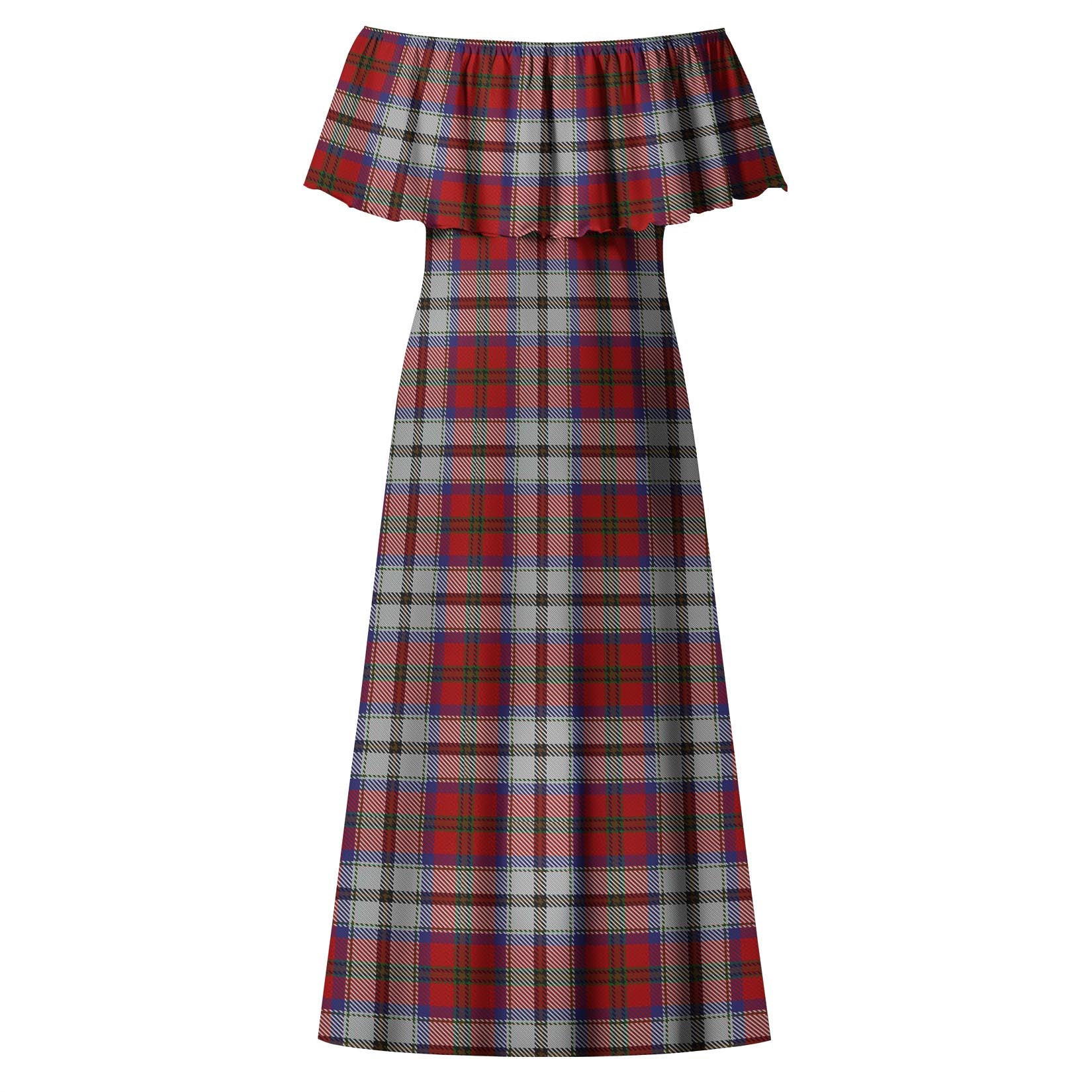 MacCulloch Dress Tartan Off Shoulder Long Dress - Tartanvibesclothing