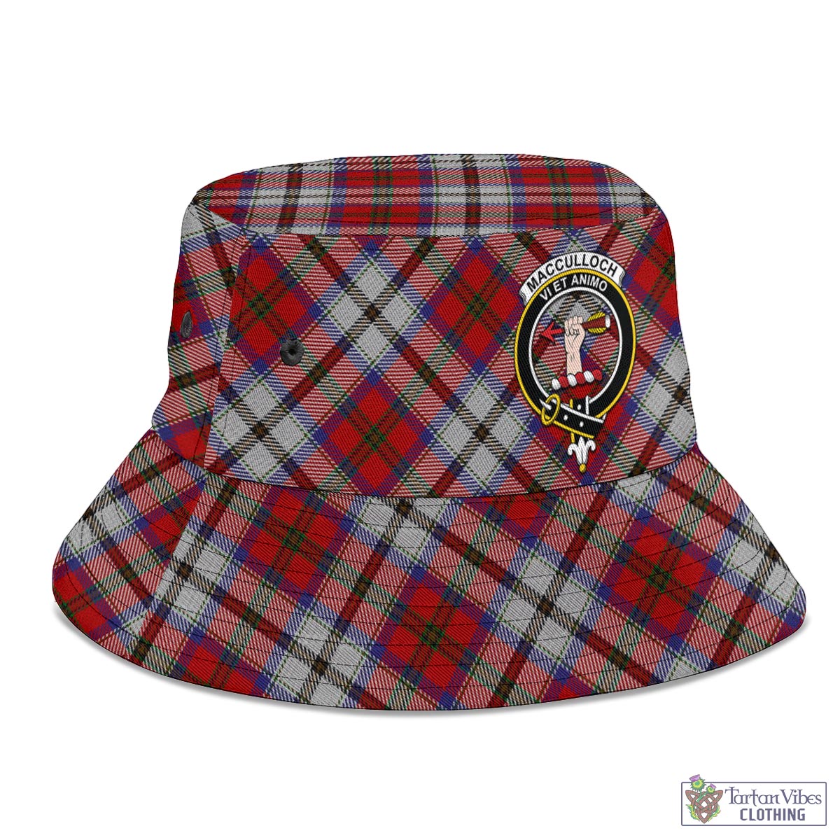 Tartan Vibes Clothing MacCulloch Dress Tartan Bucket Hat with Family Crest