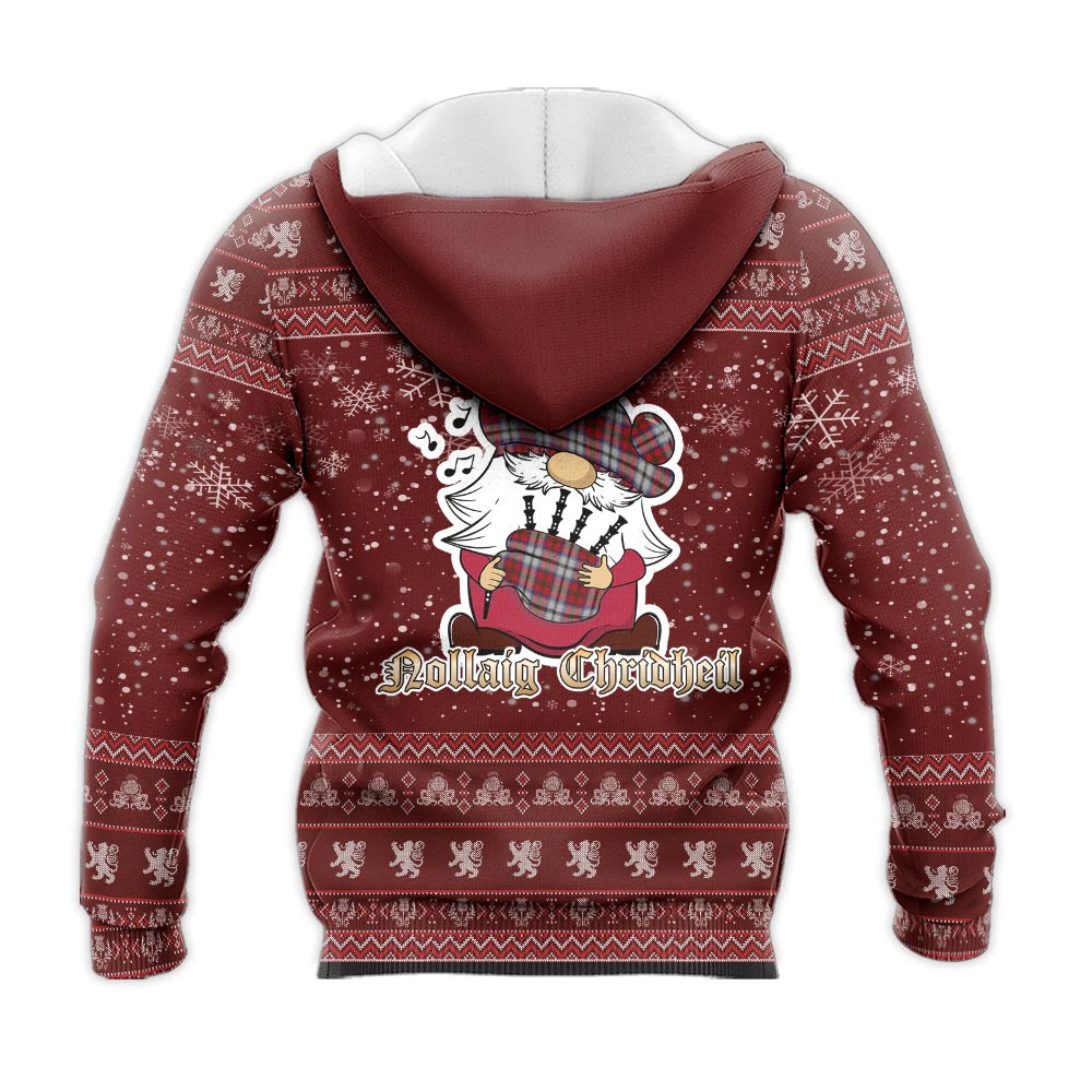 MacCulloch Dress Clan Christmas Knitted Hoodie with Funny Gnome Playing Bagpipes - Tartanvibesclothing