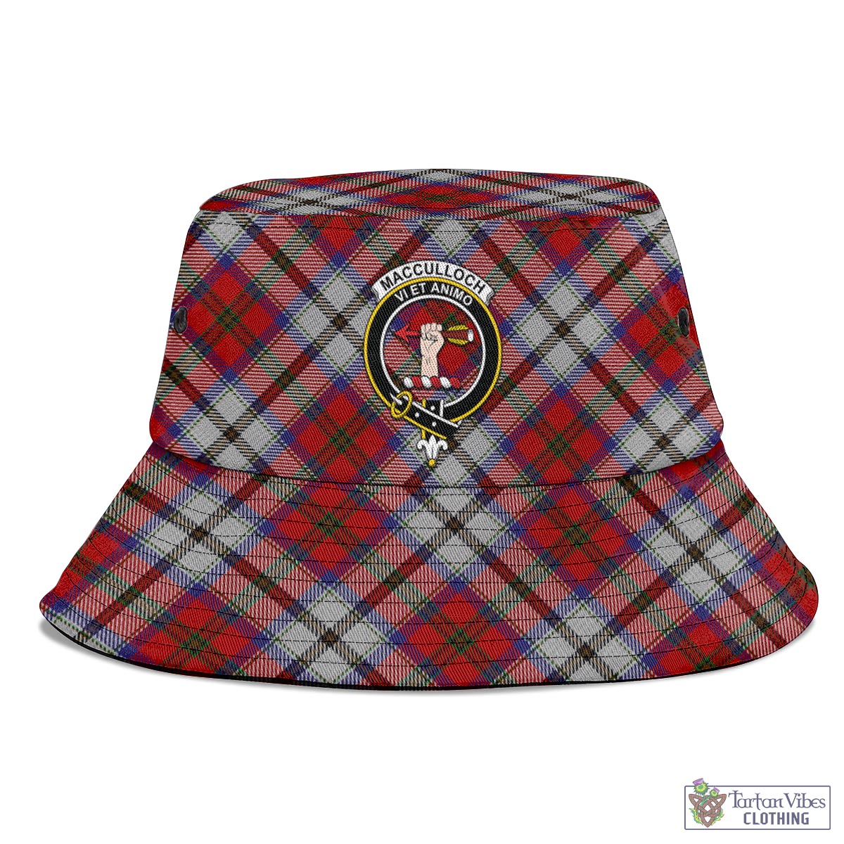 Tartan Vibes Clothing MacCulloch Dress Tartan Bucket Hat with Family Crest