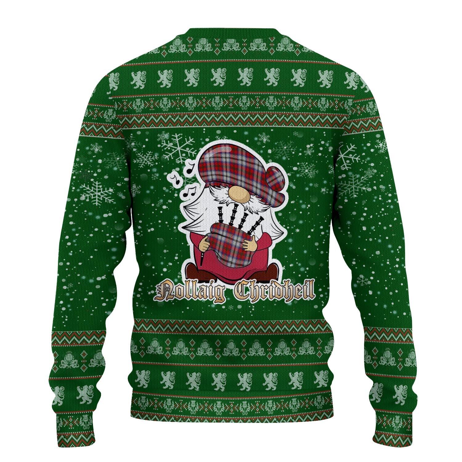 MacCulloch Dress Clan Christmas Family Knitted Sweater with Funny Gnome Playing Bagpipes - Tartanvibesclothing